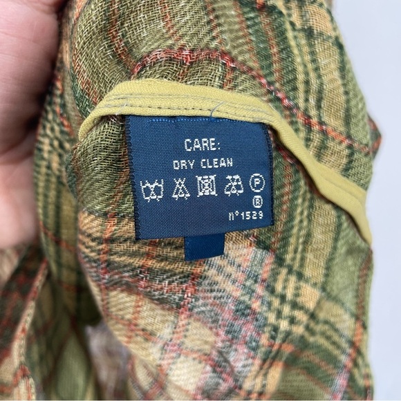 Ralph Lauren 100% Linen plaid long sleeve roll cuff button up shirt top Sz 8 - Picture 4 of 8